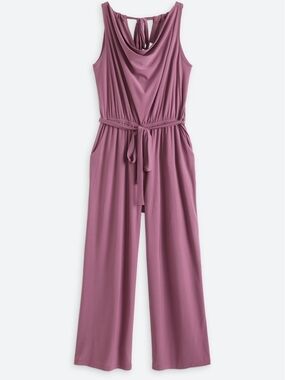 Gilli Mauve Sleeveless Drape-Neck Wide-Leg Jumpsuit